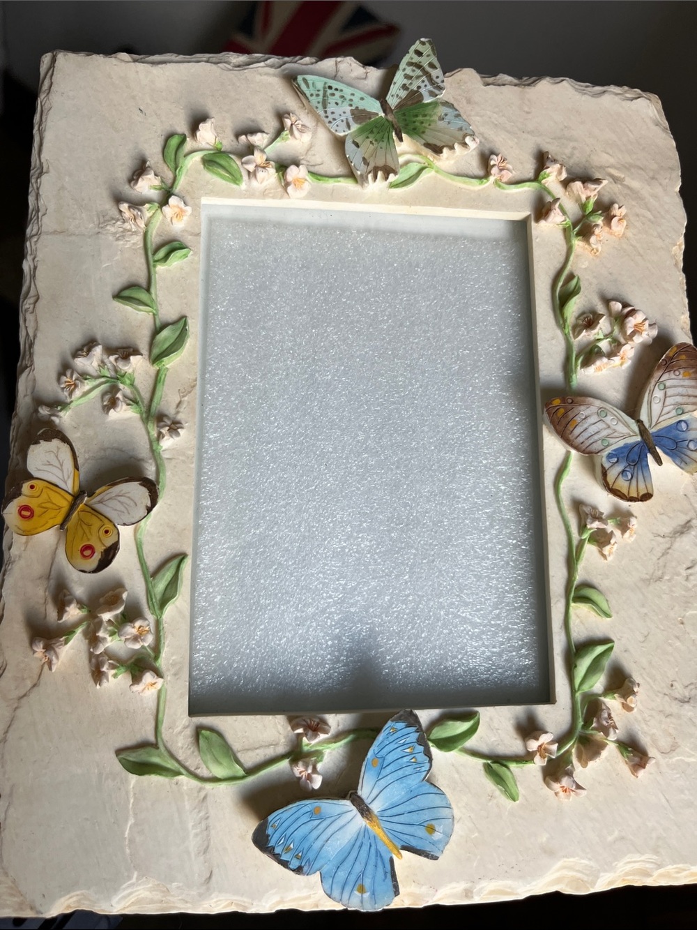 Floral Butterfly Picture Frame - Blue & Green